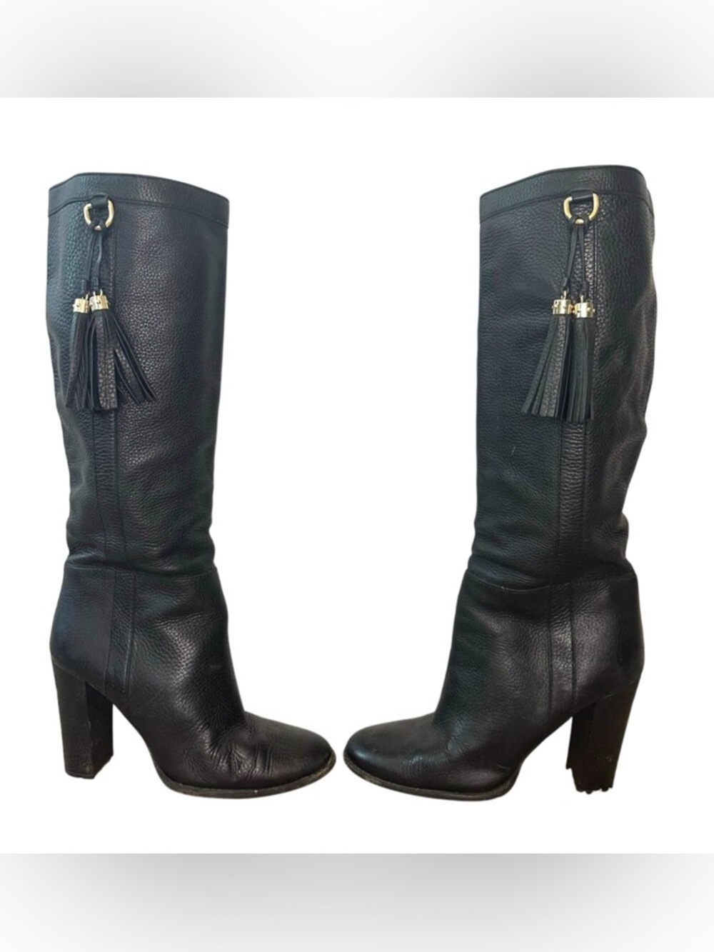 Gucci Black Leather‎ Bamboo Tassel Knee High Boots Size 40.5 IT / 10.5 US